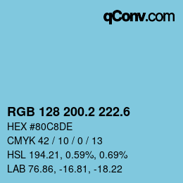 カラーコード: RGB 128 200.2 222.6 | qconv.com