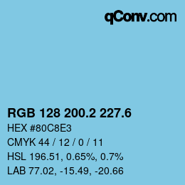 カラーコード: RGB 128 200.2 227.6 | qconv.com