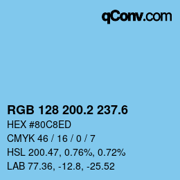 カラーコード: RGB 128 200.2 237.6 | qconv.com