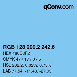 カラーコード: RGB 128 200.2 242.6 | qconv.com
