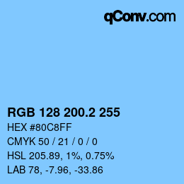 カラーコード: RGB 128 200.2 255 | qconv.com