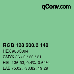 カラーコード: RGB 128 200.6 148 | qconv.com