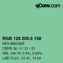カラーコード: RGB 128 200.6 158 | qconv.com