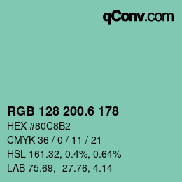カラーコード: RGB 128 200.6 178 | qconv.com