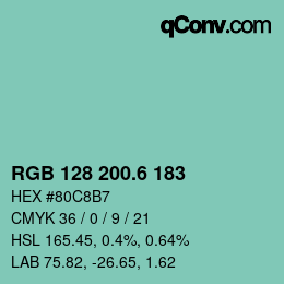 カラーコード: RGB 128 200.6 183 | qconv.com