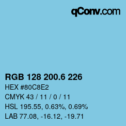 カラーコード: RGB 128 200.6 226 | qconv.com