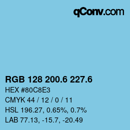 カラーコード: RGB 128 200.6 227.6 | qconv.com