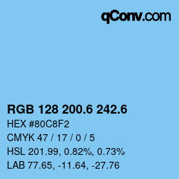 カラーコード: RGB 128 200.6 242.6 | qconv.com