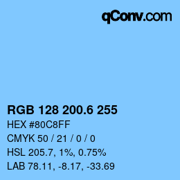 カラーコード: RGB 128 200.6 255 | qconv.com