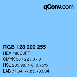 颜色代码: RGB 128 200 255 | qconv.com