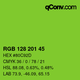 カラーコード: RGB 128 201 45 | qconv.com