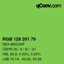 Color code: RGB 128 201 79 | qconv.com