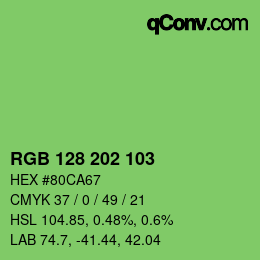 Color code: RGB 128 202 103 | qconv.com