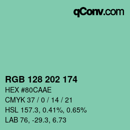 Color code: RGB 128 202 174 | qconv.com