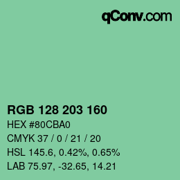 カラーコード: RGB 128 203 160 | qconv.com
