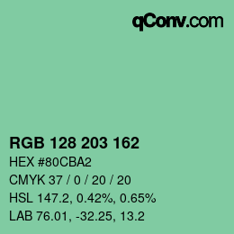 Color code: RGB 128 203 162 | qconv.com