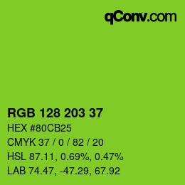 Color code: RGB 128 203 37 | qconv.com