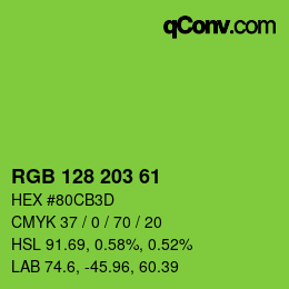 Color code: RGB 128 203 61 | qconv.com