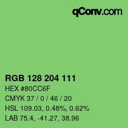 Color code: RGB 128 204 111 | qconv.com