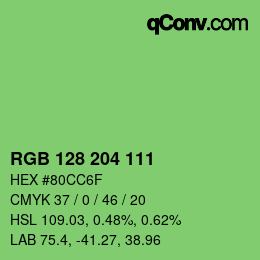 Color code: RGB 128 204 111 | qconv.com