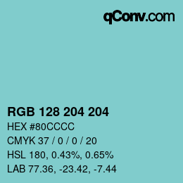 カラーコード: RGB 128 204 204 | qconv.com