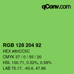 颜色代码: RGB 128 204 92 | qconv.com