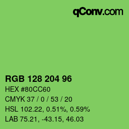 Color code: RGB 128 204 96 | qconv.com