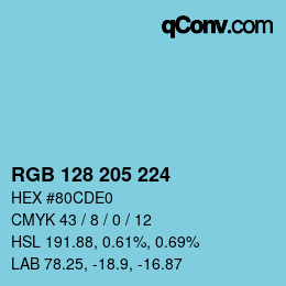 カラーコード: RGB 128 205 224 | qconv.com