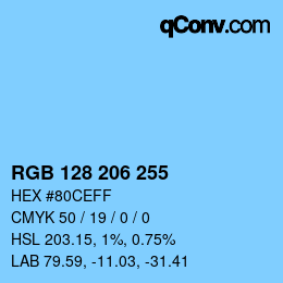 Color code: RGB 128 206 255 | qconv.com
