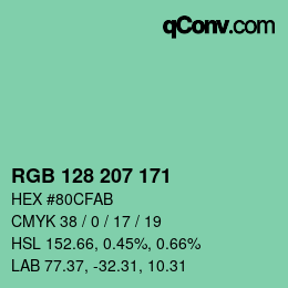 カラーコード: RGB 128 207 171 | qconv.com