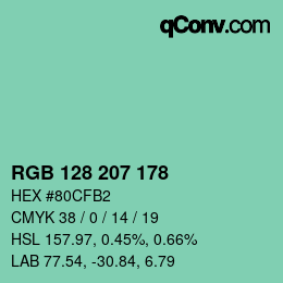 Color code: RGB 128 207 178 | qconv.com