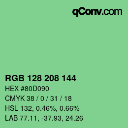 Color code: RGB 128 208 144 | qconv.com