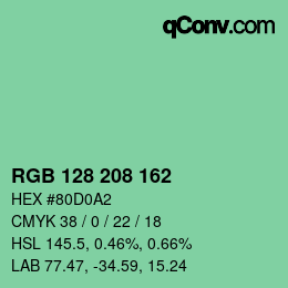 Color code: RGB 128 208 162 | qconv.com