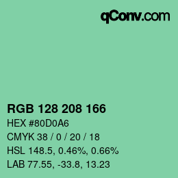 カラーコード: RGB 128 208 166 | qconv.com