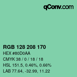 カラーコード: RGB 128 208 170 | qconv.com