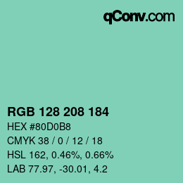 Color code: RGB 128 208 184 | qconv.com