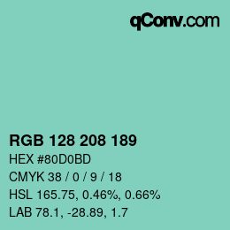 カラーコード: RGB 128 208 189 | qconv.com