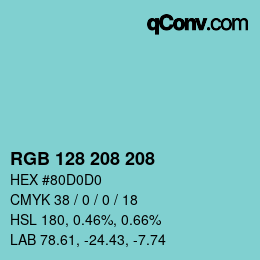 Color code: RGB 128 208 208 | qconv.com
