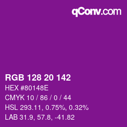 Código de color: RGB 128 20 142 | qconv.com