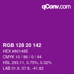 Código de color: RGB 128 20 142 | qconv.com