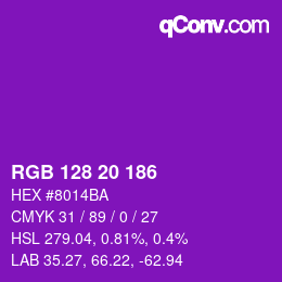 Color code: RGB 128 20 186 | qconv.com