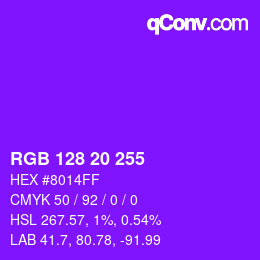 カラーコード: RGB 128 20 255 | qconv.com