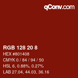 Color code: RGB 128 20 8 | qconv.com