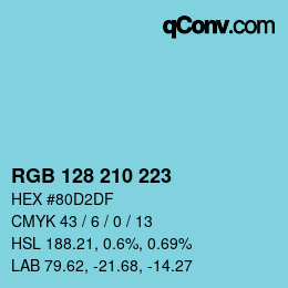 カラーコード: RGB 128 210 223 | qconv.com
