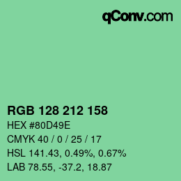 カラーコード: RGB 128 212 158 | qconv.com