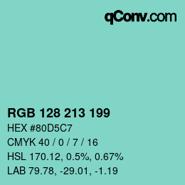 カラーコード: RGB 128 213 199 | qconv.com