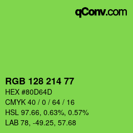 颜色代码: RGB 128 214 77 | qconv.com