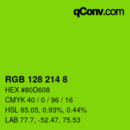 カラーコード: RGB 128 214 8 | qconv.com
