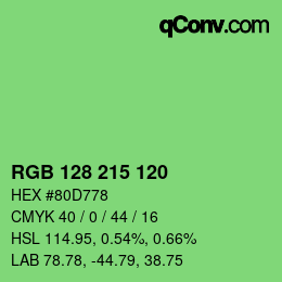 カラーコード: RGB 128 215 120 | qconv.com