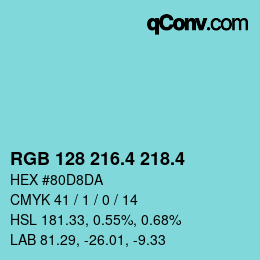 カラーコード: RGB 128 216.4 218.4 | qconv.com